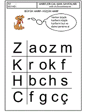 okuma yazma hazırlık çalışmaları büyük küçük harf